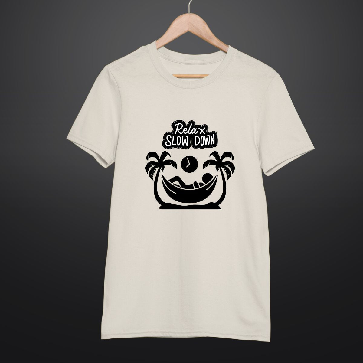 Relax Slow Down Beach T Shirt for Men in Beige