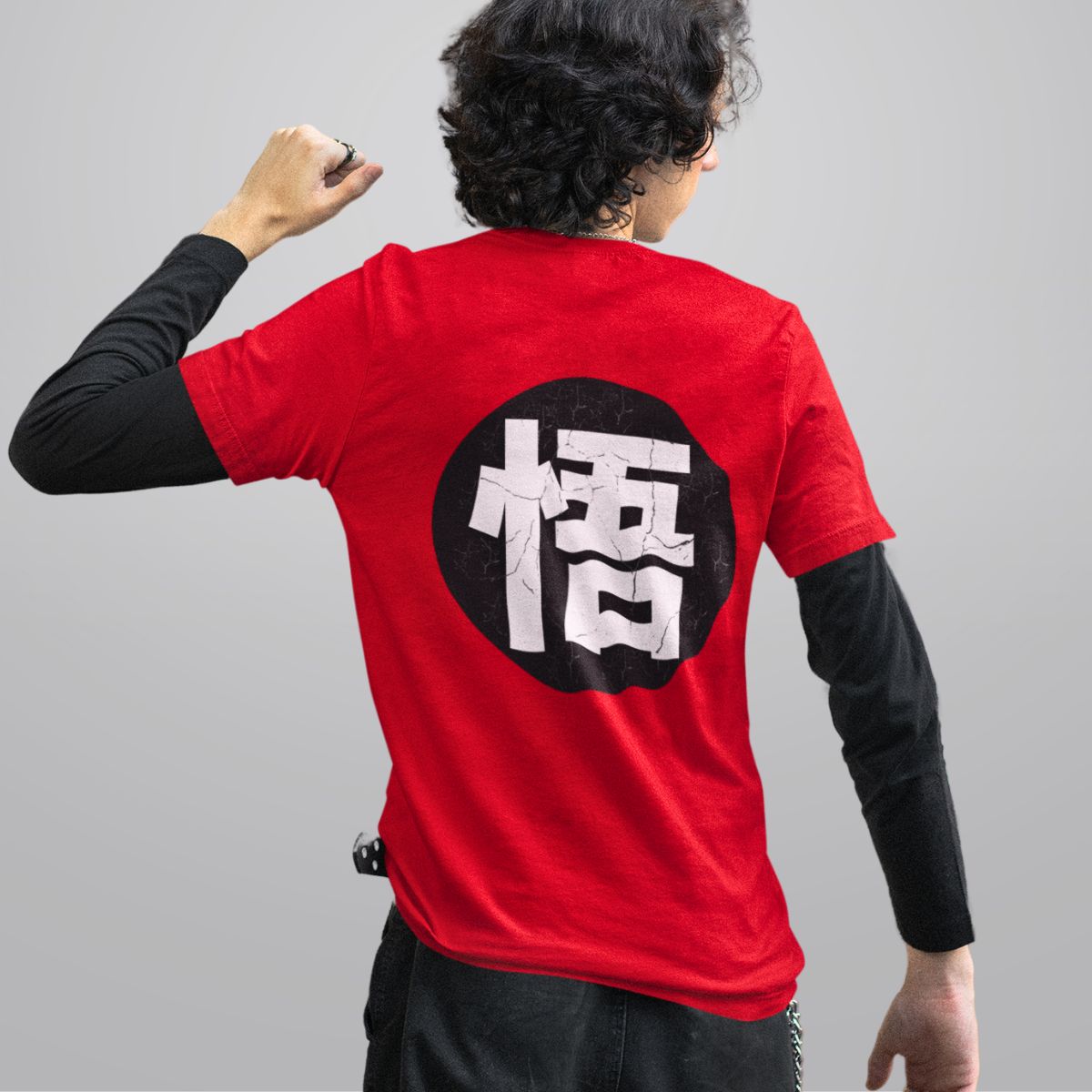 Dragon Ball Z Goku Power Symbol Anime T Shirt For Men in Red