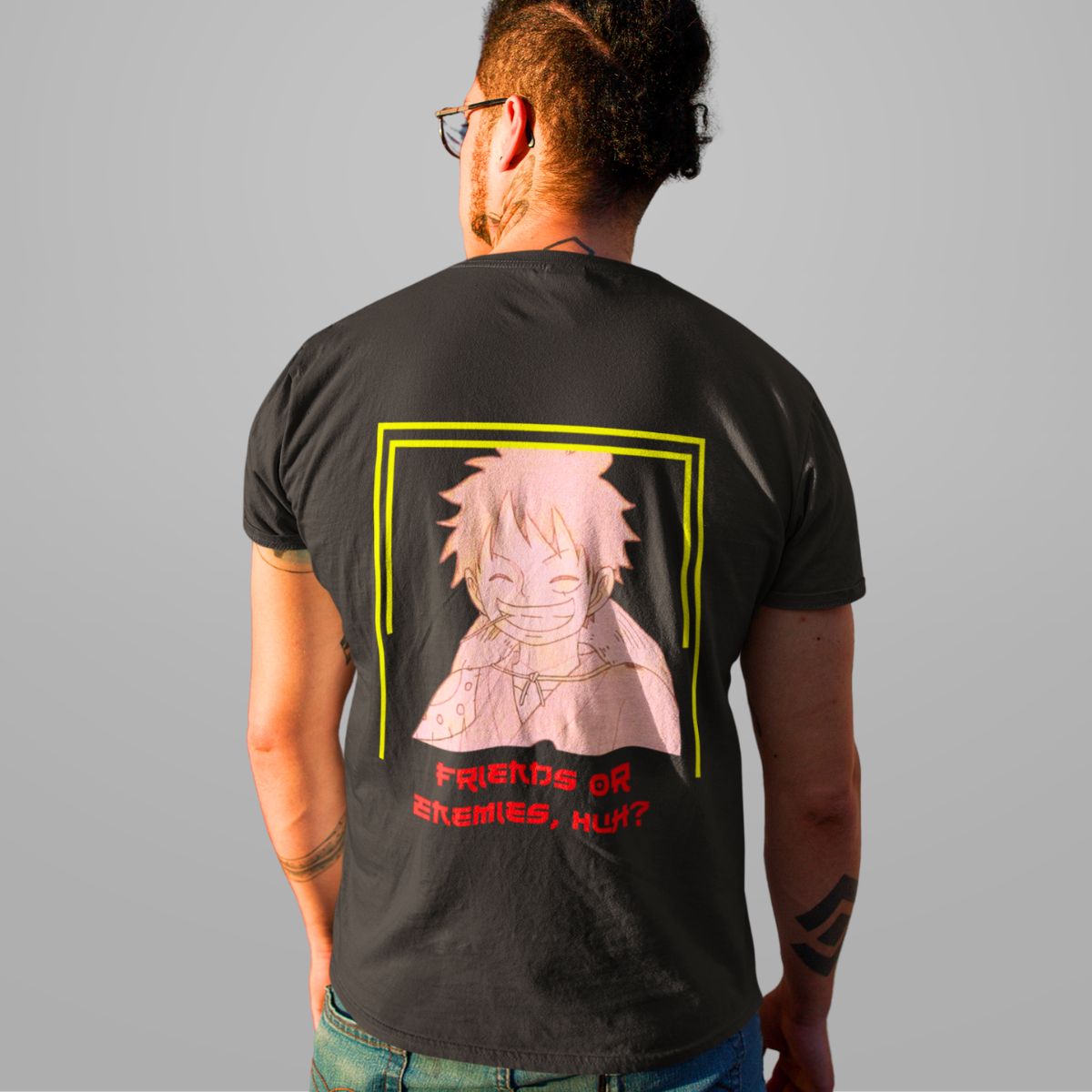 One Piece Luffy Anime T Shirt for Men in Black