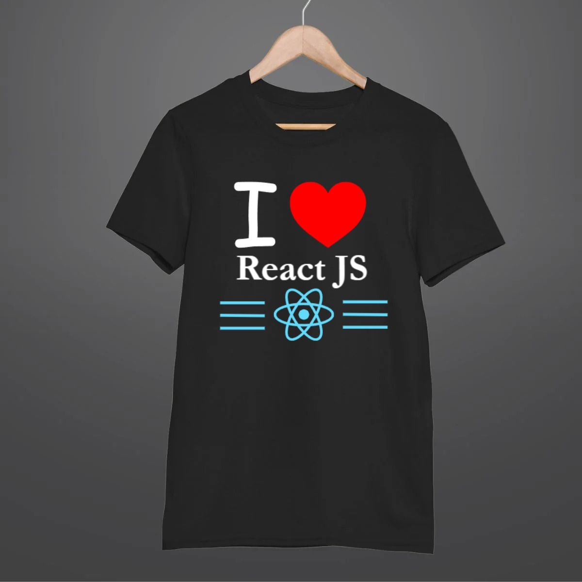 React JS Coding T Shirt for Men in Black