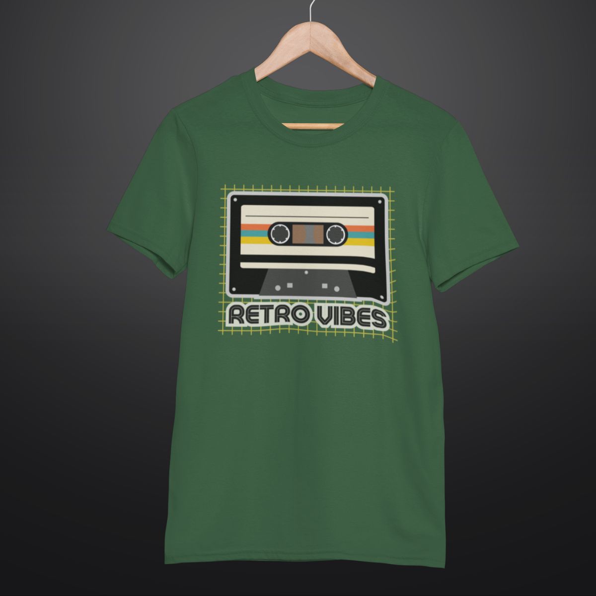 Retro Vibes T Shirt for Men in Green