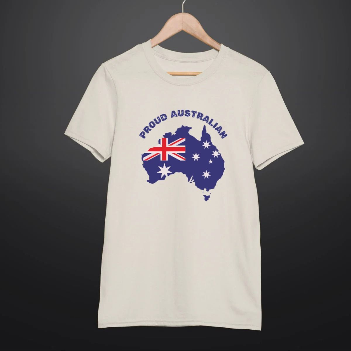 Australian Flag T Shirt for Men in Beige