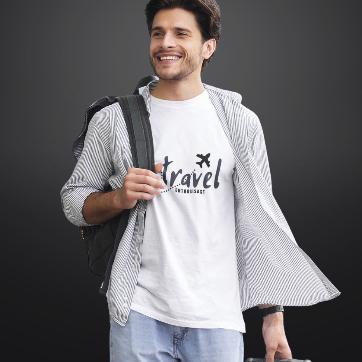 Travel T Shirt for Men in White