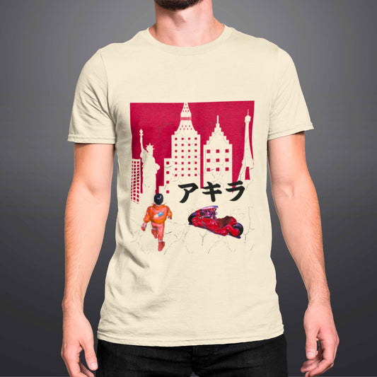 Akira Anime T Shirt For Men in Beige