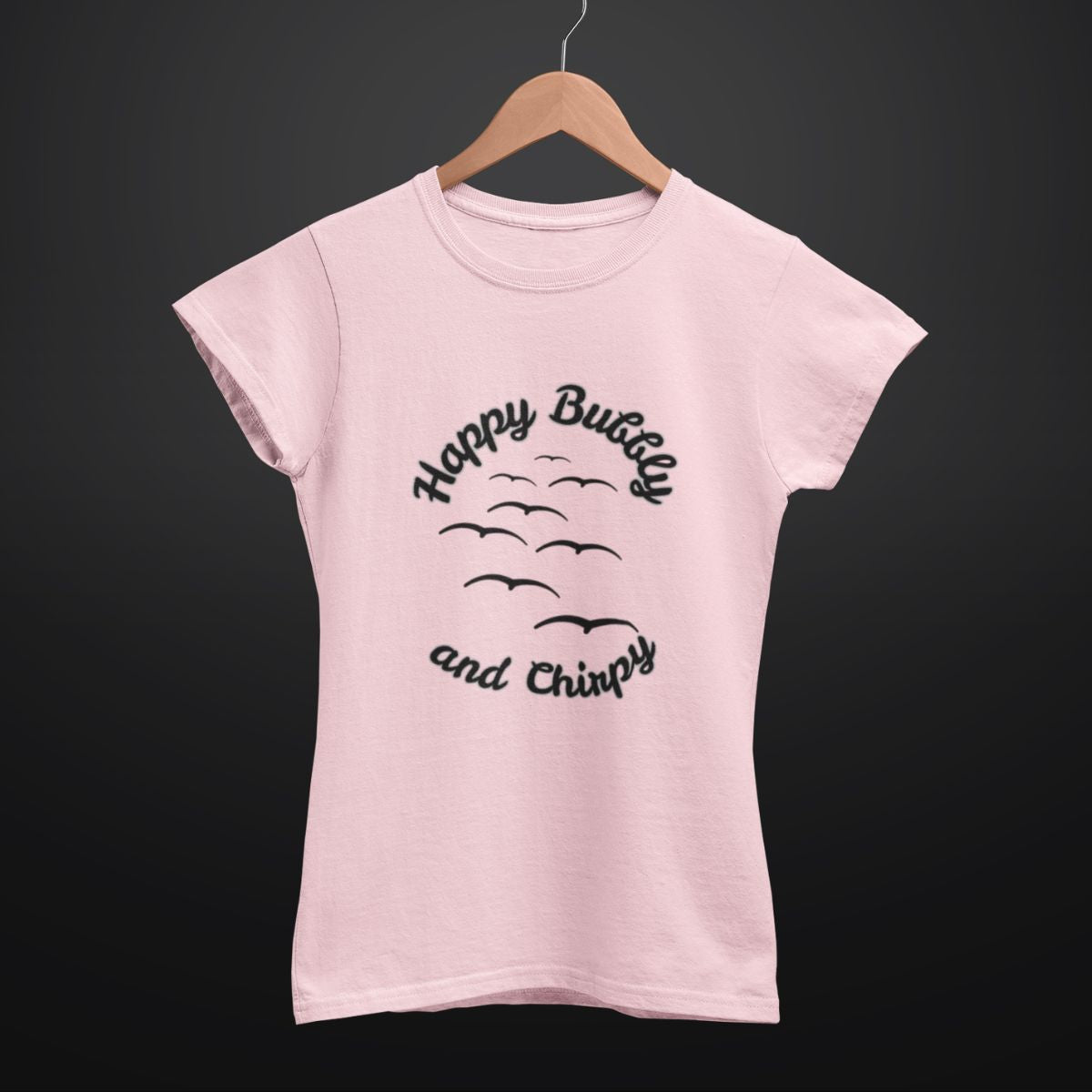 Happy Bubbly Chirpy Beach T Shirt for Women in Pink